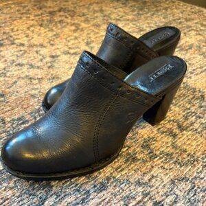 Born Black Leather Heeled Clogs | Women’s Size 9 | 3.5” Heel